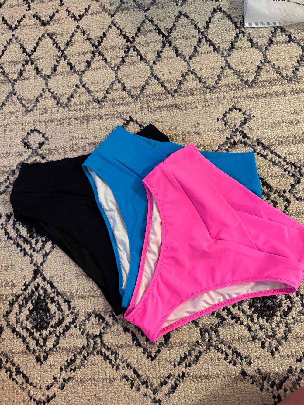 PINK Victoria's Secret High-Waist Bikini Bottoms - Hot Pink, Bright Blue, Black